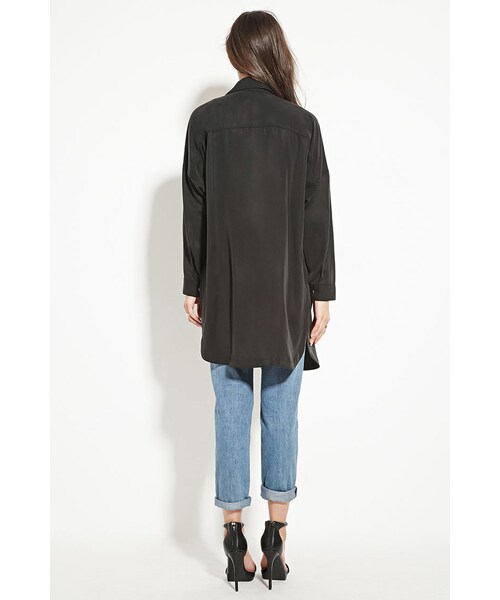 FOREVER 21(フォーエバー トゥエンティーワン)の「フラップポケットロングジャケット(ジャケット/アウター・レディース・OLIVE/BLACK・Small/Medium/Large)」の4枚目の写真