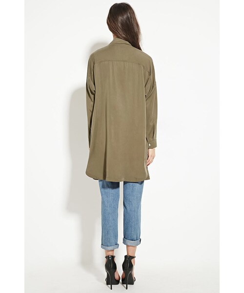 FOREVER 21(フォーエバー トゥエンティーワン)の「フラップポケットロングジャケット(ジャケット/アウター・レディース・OLIVE/BLACK・Small/Medium/Large)」の6枚目の写真