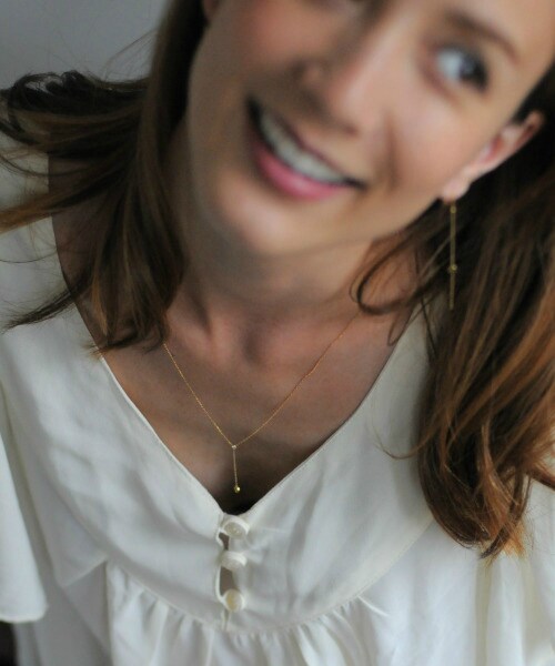 two ply（トゥープライ）の「ソーラー 一粒ダイヤモンド スタッド アメリカン ピアス（ピアス（両耳用）・レディース・ゴールド・チェーン7cm）」の6枚目の写真