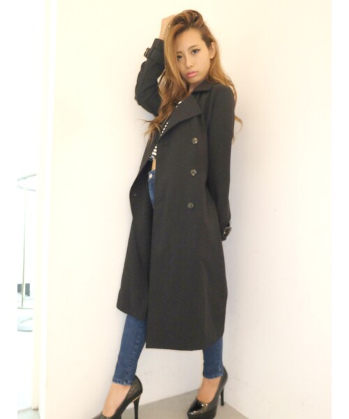 RESEXXY（リゼクシー）の「ロングマニッシュトレンチコート（ジャケット/アウター・レディース・ブラック/ベージュ・F）」の5枚目の写真