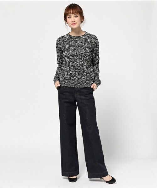 DUL DE VERRE(ダルデベール)の「ケーブルニット(ニット/セーター・レディース・ブラック/グレー・FREE)」の6枚目の写真