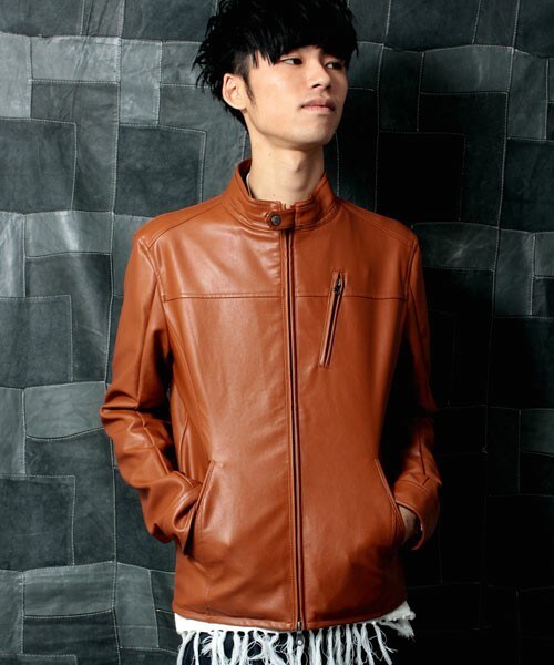 glory crew（グローリークルー）の「【2016 SS新作】シングルライダースブルゾン（ライダースジャケット・メンズ・ブラック/ベージュ/カーキ/キャメル・MEDIUM/LARGE/LL）」の4枚目の写真