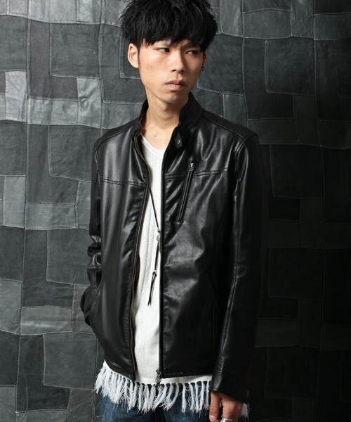 glory crew（グローリークルー）の「【2016 SS新作】シングルライダースブルゾン（ライダースジャケット・メンズ・ブラック/ベージュ/カーキ/キャメル・MEDIUM/LARGE/LL）」の2枚目の写真