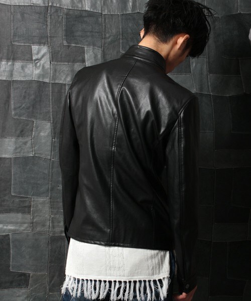 glory crew（グローリークルー）の「【2016 SS新作】シングルライダースブルゾン（ライダースジャケット・メンズ・ブラック/ベージュ/カーキ/キャメル・MEDIUM/LARGE/LL）」の9枚目の写真