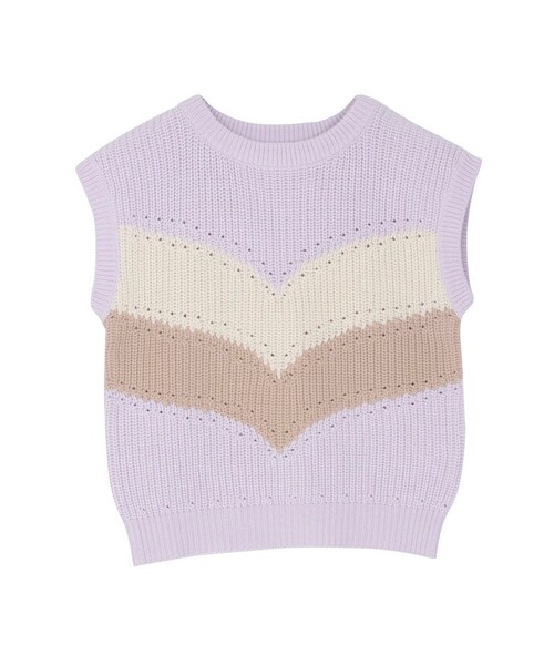 dazzlin（ダズリン）の「【se】カラーブロックニットベスト（トップス・レディース・アイボリー/ネイビー/パープル・F）」の2枚目の写真
