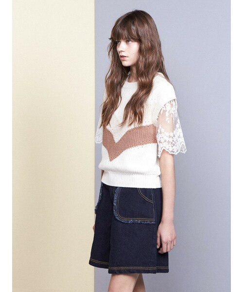 dazzlin（ダズリン）の「【se】カラーブロックニットベスト（トップス・レディース・アイボリー/ネイビー/パープル・F）」の5枚目の写真