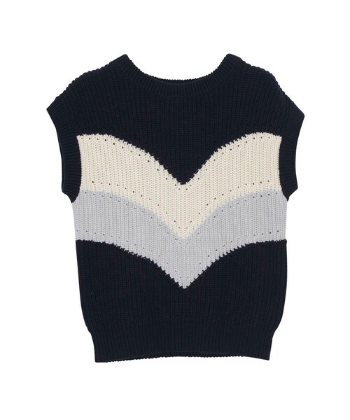 dazzlin（ダズリン）の「【se】カラーブロックニットベスト（トップス・レディース・アイボリー/ネイビー/パープル・F）」の3枚目の写真