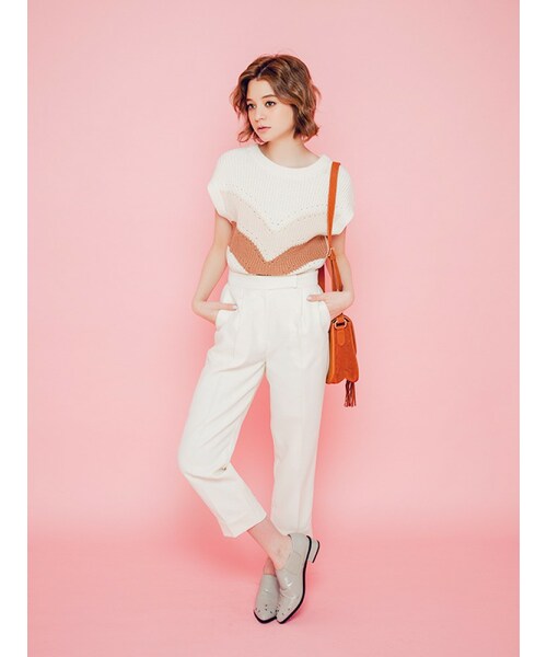 dazzlin（ダズリン）の「【se】カラーブロックニットベスト（トップス・レディース・アイボリー/ネイビー/パープル・F）」の4枚目の写真