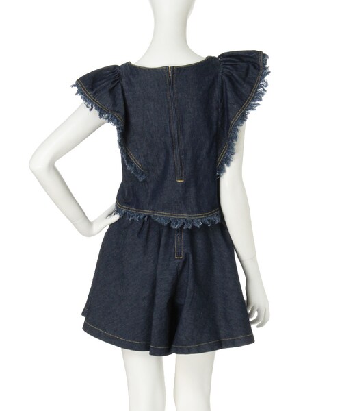 dazzlin（ダズリン）の「【sc】フリンジデニムセットアップ（ワンピース/ドレス・レディース・ホワイト/ブルー/インディゴ・S(トップス)/S(ショートパンツ)/M(トップス)/M(ショートパンツ)）」の7枚目の写真