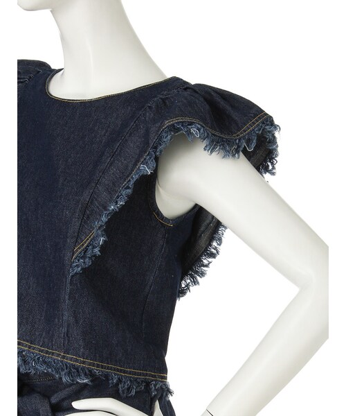 dazzlin（ダズリン）の「【sc】フリンジデニムセットアップ（ワンピース/ドレス・レディース・ホワイト/ブルー/インディゴ・S(トップス)/S(ショートパンツ)/M(トップス)/M(ショートパンツ)）」の9枚目の写真