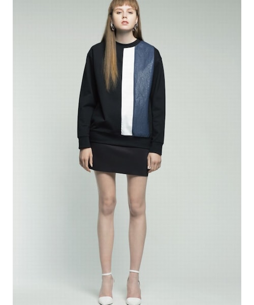 EMODA（エモダ）の「LINE MIXトップ（トップス・レディース・ホワイト/グレー/ブラック・F）」の4枚目の写真