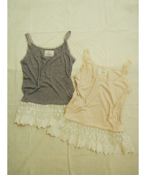 Ungrid（アングリッド）の「レースコンビテレコキャミ（トップス・レディース・オフホワイト/グレー・F）」の3枚目の写真