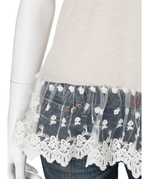 Ungrid（アングリッド）の「レースコンビテレコキャミ（トップス・レディース・オフホワイト/グレー・F）」の9枚目の写真