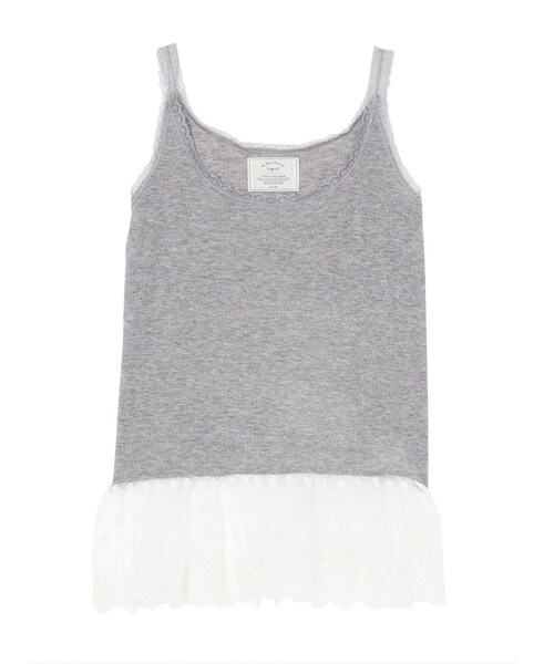 Ungrid（アングリッド）の「レースコンビテレコキャミ（トップス・レディース・オフホワイト/グレー・F）」の2枚目の写真