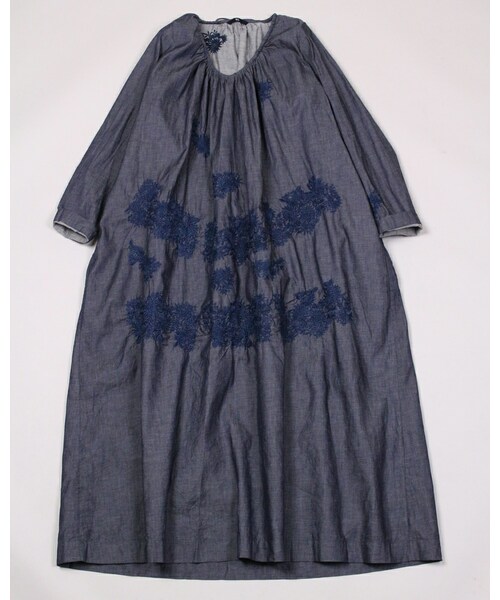 45R フラワー刺繍ワンピースドレス