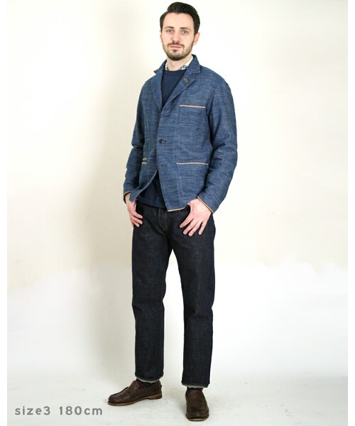 45R（フォーティファイブアール）の「カディデニムジャケットカーディガン（ジャケット/アウター・メンズ・藍・2-S/3-M/4-L）」の5枚目の写真