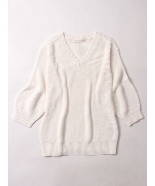 31 Sons de mode（トランテアン　ソン　ドゥ　モード）の「アゼＶネックロングプルオーバー（トップス・レディース・ライトグリーン/キャメル/オフホワイト・36）」の2枚目の写真