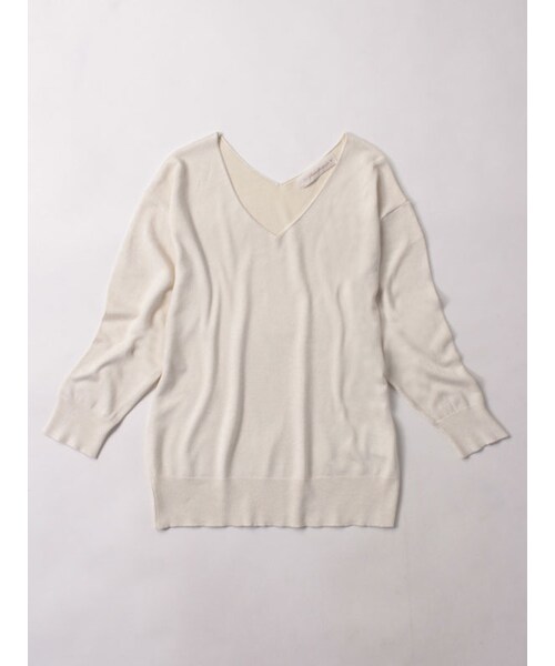 31 Sons de mode（トランテアン　ソン　ドゥ　モード）の「12GレーヨンストレッチＶネックプルオーバー7分袖（トップス・レディース・ラベンダー/ベージュ/オフホワイト/ライトグレー・36）」の4枚目の写真