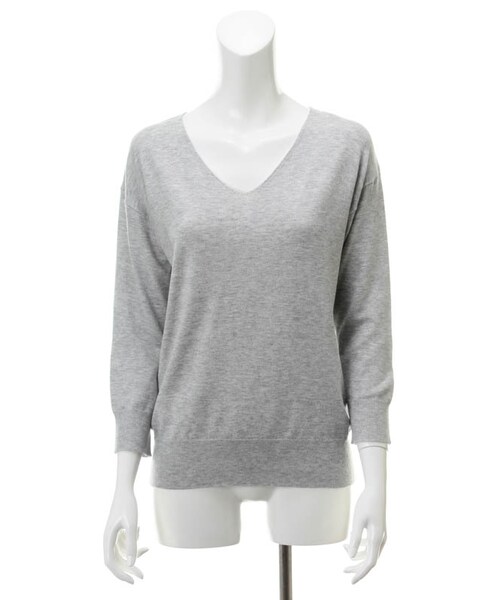 31 Sons de mode（トランテアン　ソン　ドゥ　モード）の「12GレーヨンストレッチＶネックプルオーバー7分袖（トップス・レディース・ラベンダー/ベージュ/オフホワイト/ライトグレー・36）」の3枚目の写真