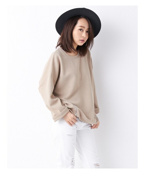 INGNI(イング)の「【春の新作】Wフェイス裾ZIP/チュニック(トップス・レディース・オフホワイト/グレー/クロ/ベージュ・M)」の12枚目の写真