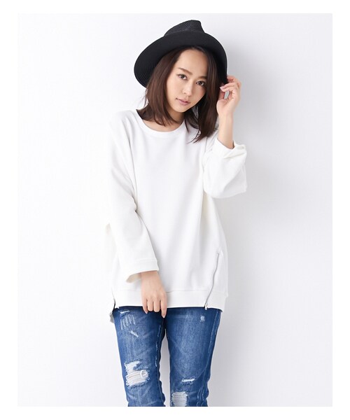 INGNI(イング)の「【春の新作】Wフェイス裾ZIP/チュニック(トップス・レディース・オフホワイト/グレー/クロ/ベージュ・M)」の9枚目の写真