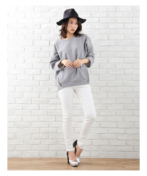 INGNI(イング)の「【春の新作】Wフェイス裾ZIP/チュニック(トップス・レディース・オフホワイト/グレー/クロ/ベージュ・M)」の7枚目の写真