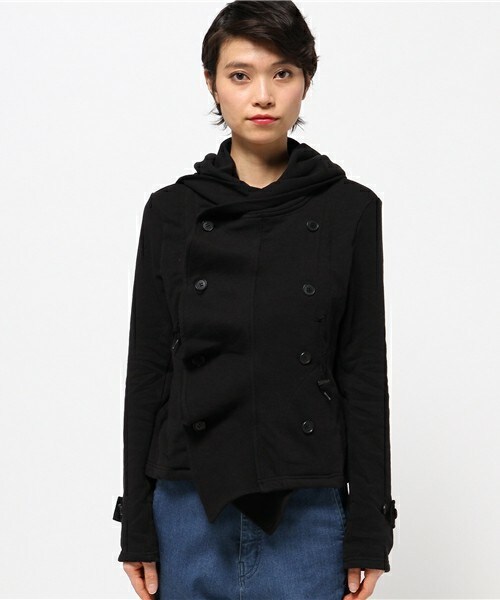 gomme（ゴム）の「フードフリルJKT（その他アウター・レディース・ブラック/ブラック×グレー/ネイビー・MEDIUM）」の4枚目の写真