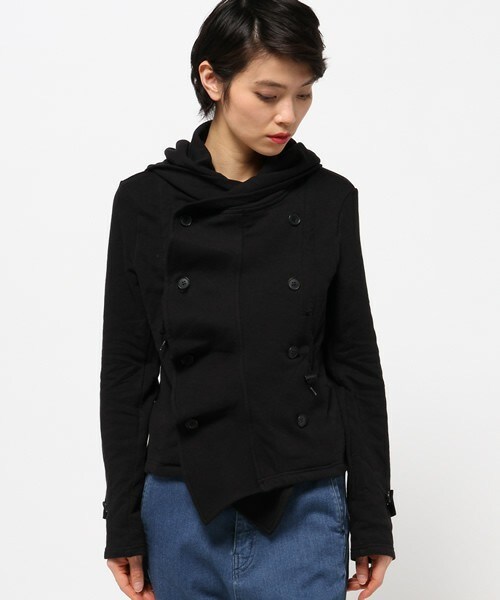 gomme（ゴム）の「フードフリルJKT（その他アウター・レディース・ブラック/ブラック×グレー/ネイビー・MEDIUM）」の2枚目の写真