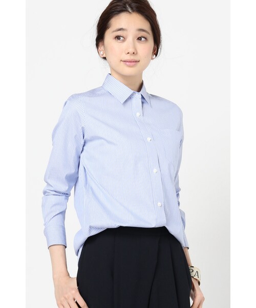 La TOTALITE（ラトータリテ）の「SOKTASスタンダードシャツ（トップス・ホワイト/ネイビー B/ブルー A・36/38/40）」の2枚目の写真