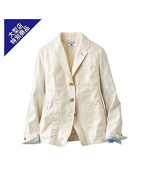 UNIQLO(ユニクロ)の「WOMEN ヘリンボーンジャケット+(ジャケット・レディース・OFF WHITE・S)」の1枚目の写真