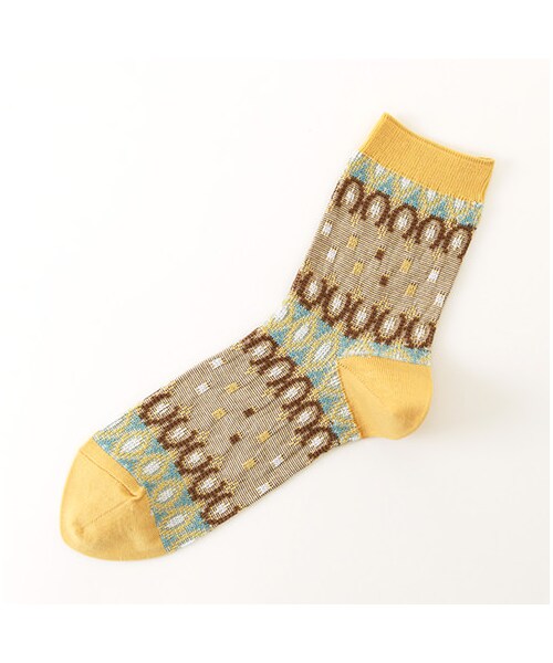 靴下屋（クツシタヤ）の「ボヘミアン幾何学ドットリンクスジャカード（ソックス・靴下・レディース・オフホワイト/グレー/クロ/クリーム/ダルミント/ネイビー・22.0～24.0cm）」の5枚目の写真