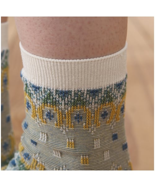 靴下屋（クツシタヤ）の「ボヘミアン幾何学ドットリンクスジャカード（ソックス・靴下・レディース・オフホワイト/グレー/クロ/クリーム/ダルミント/ネイビー・22.0～24.0cm）」の11枚目の写真