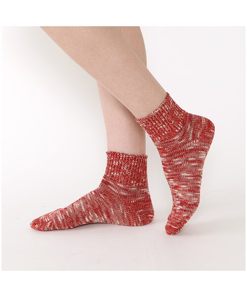 靴下屋（クツシタヤ）の「ゴム長ミックスベタショートソックス（ソックス・靴下・レディース・シルバーグレー/チャコールモク/モカチャ/アカ/ダークグリーン/インディゴブルー・22.0～24.0cm）」の9枚目の写真