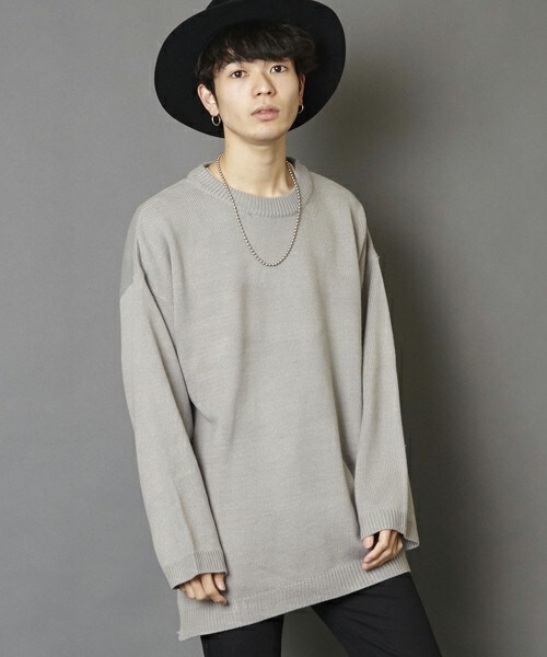 unrelaxing（アンリラクシング）の「サイドスリットプルオーバービッグサイズニット（ニット/セーター・メンズ・ブラック/グレー・FREE）」の7枚目の写真