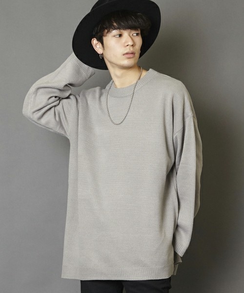 unrelaxing（アンリラクシング）の「サイドスリットプルオーバービッグサイズニット（ニット/セーター・メンズ・ブラック/グレー・FREE）」の8枚目の写真