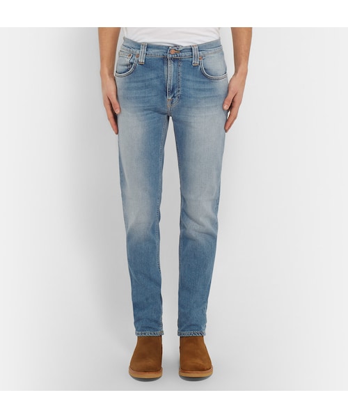 Nudie Jeans(ヌーディージーンズ)の「Nudie Jeans Thin Finn Slim-Fit Washed Organic Stretch-Denim Jeans(デニムパンツ・メンズ・Blue・30W 32L/31W 32L/33W 32L/34W 32L/36W 32L/38W 32L/34W 34L/36W 34L)」の3枚目の写真
