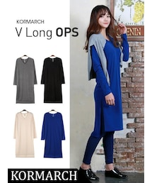 KORMARCH | デコルテラインが綺麗に見える深すぎないVネックワンピース(ワンピース)