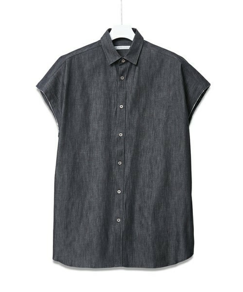 JOHN LAWRENCE SULLIVAN（ジョンローレンスサリバン）の「JOHN LAWRENCE SULLIVAN オーバーサイズデニムシャツ（シャツ/ブラウス・メンズ・ホワイト/ブラック/ダークブルー・MEDIUM）」の3枚目の写真