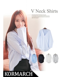 KORMARCH | タイプライターVネックシャツ(シャツ/ブラウス)
