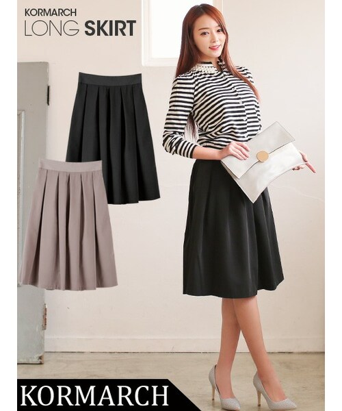 KORMARCH(コマチ)の「ツイード ラップフレアースカート(スカート・レディース・ブラック・FREEサイズ)」の1枚目の写真