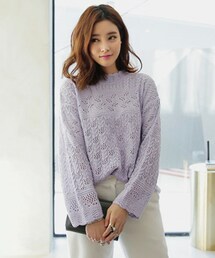 DHOLIC | スカラップネックレースパターンニットプルオーバー(ニット/セーター)