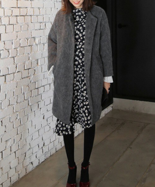 DHOLIC（ディーホリック）の「ステッチポイントノーカラーウールコート（その他アウター・レディース・ベージュ/グレー/ブルー・FREE）」の2枚目の写真