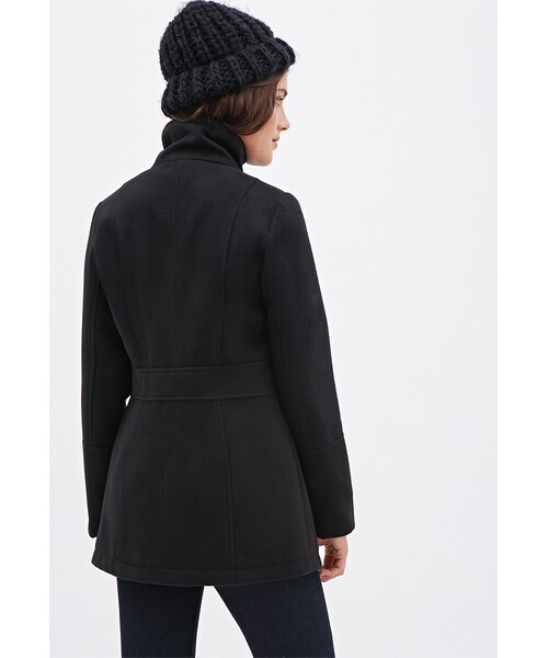 FOREVER 21(フォーエバー トゥエンティーワン)の「ダブルブレストピーコート(ジャケット/アウター・レディース・BLACK・Medium)」の3枚目の写真