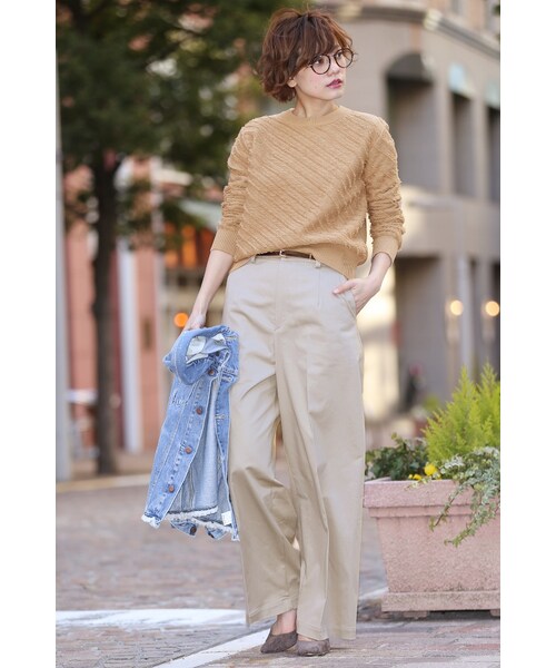 SLOBE IENA（スローブイエナ）の「チノストレッチワイドパンツ（パンツ・ベージュ/ブルー A・36/38/40）」の17枚目の写真