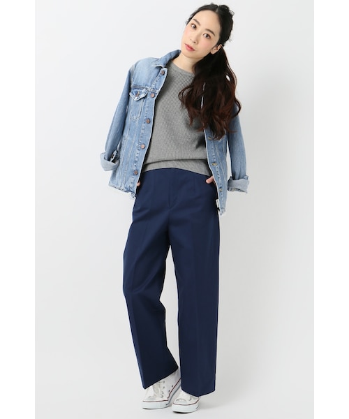 SLOBE IENA（スローブイエナ）の「チノストレッチワイドパンツ（パンツ・ベージュ/ブルー A・36/38/40）」の4枚目の写真