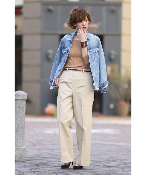 SLOBE IENA（スローブイエナ）の「チノストレッチワイドパンツ（パンツ・ベージュ/ブルー A・36/38/40）」の16枚目の写真