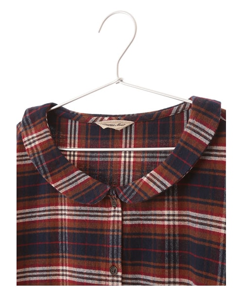 Samansa Mos2（サマンサ モスモス）の「綿起毛チェック平襟ワンピース（ワンピース/ドレス・チャコールグレー/レッド/ネイビー・M）」の6枚目の写真