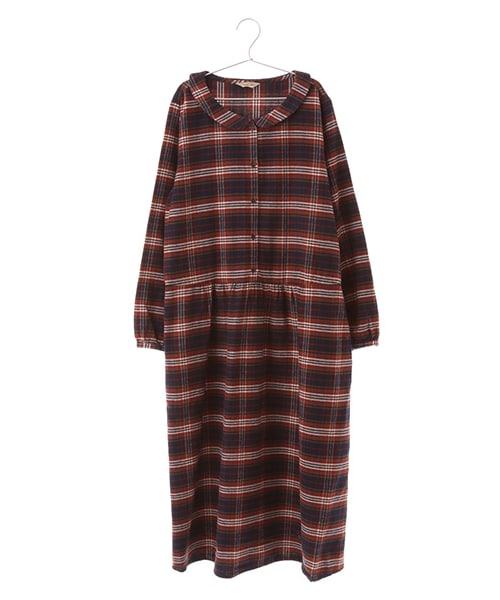 Samansa Mos2（サマンサ モスモス）の「綿起毛チェック平襟ワンピース（ワンピース/ドレス・チャコールグレー/レッド/ネイビー・M）」の4枚目の写真