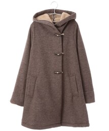 Samansa Mos2 | ウール×ボアフードコート(ジャケット/アウター)