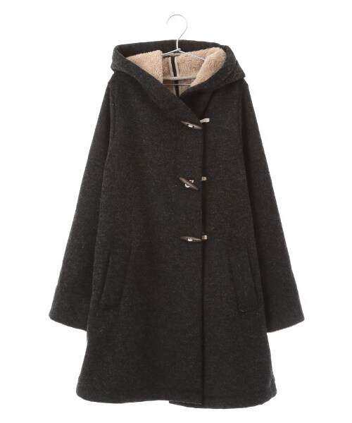 Samansa Mos2（サマンサ モスモス）の「ウール×ボアフードコート（ジャケット/アウター・アイボリー/チャコールグレー/モカ・M）」の2枚目の写真